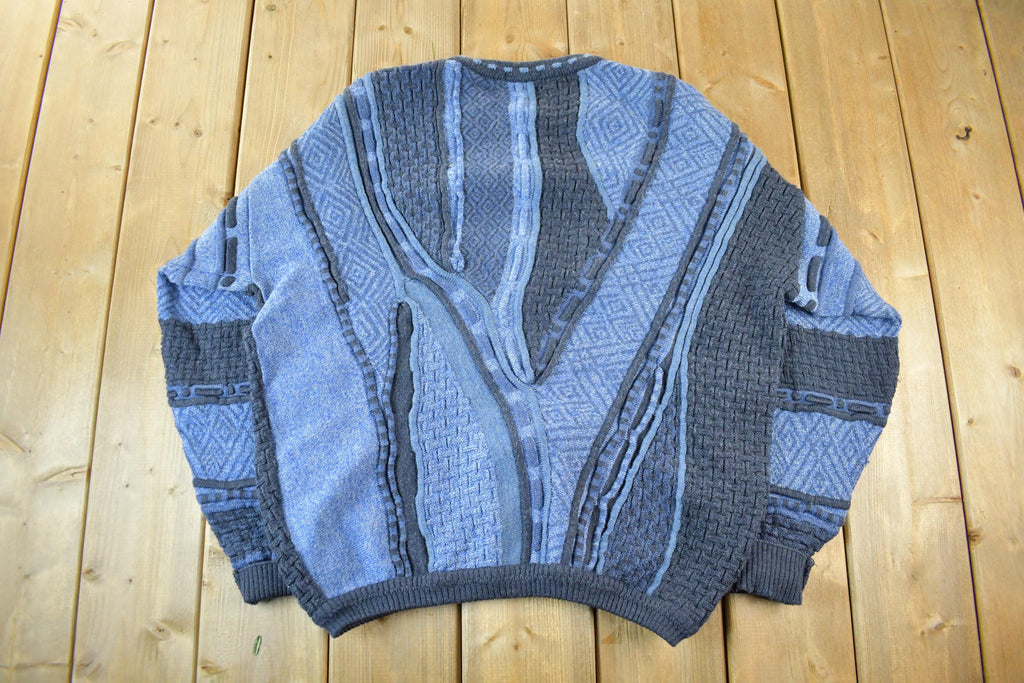 Vintage 1990s Slana 3D Cable Knit Crewneck Sweater Men's Large