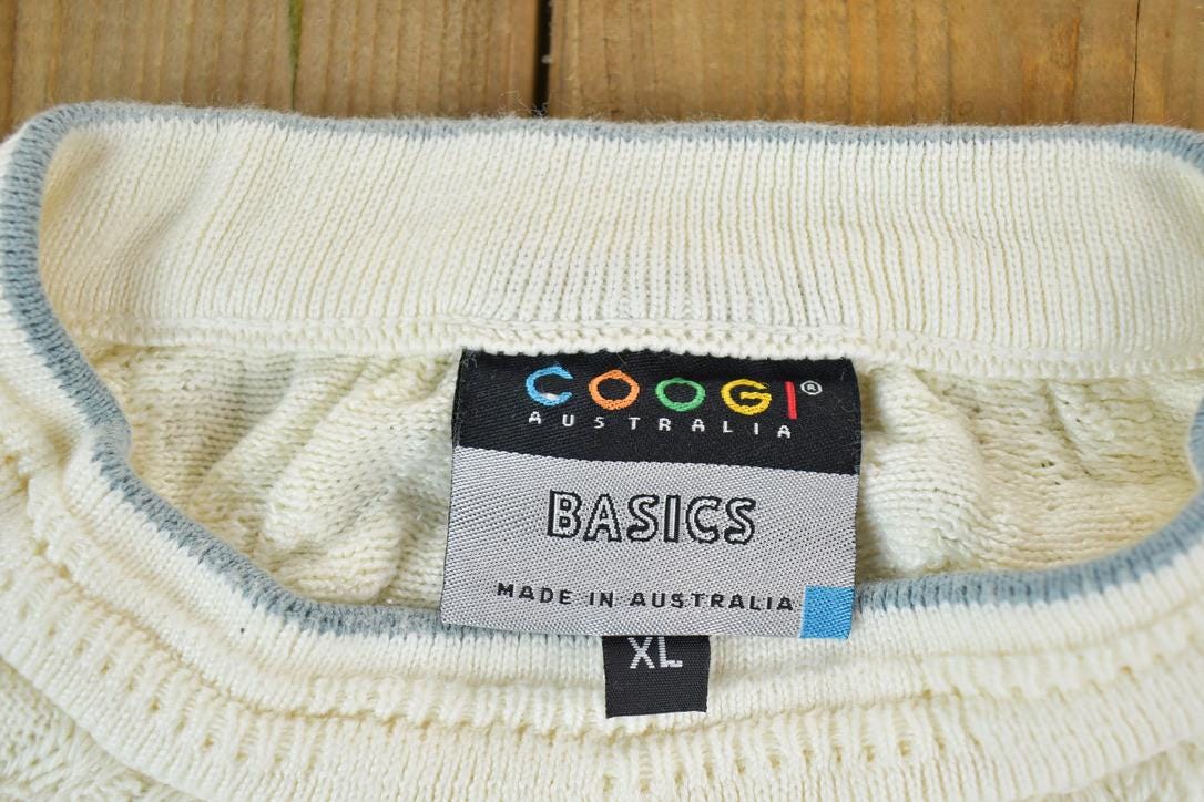Vintage 1990s Coogi Made In Australia 3D knit 100% Cotton Abstract Pattern Crewneck Sweater