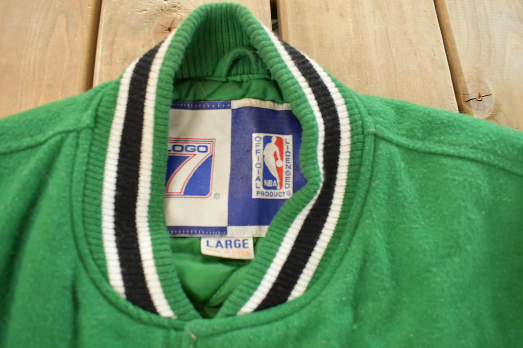 Vintage 1990s Boston Celtics NBA Basketball Embroidered Wool Varsity Jacket Men's Large
