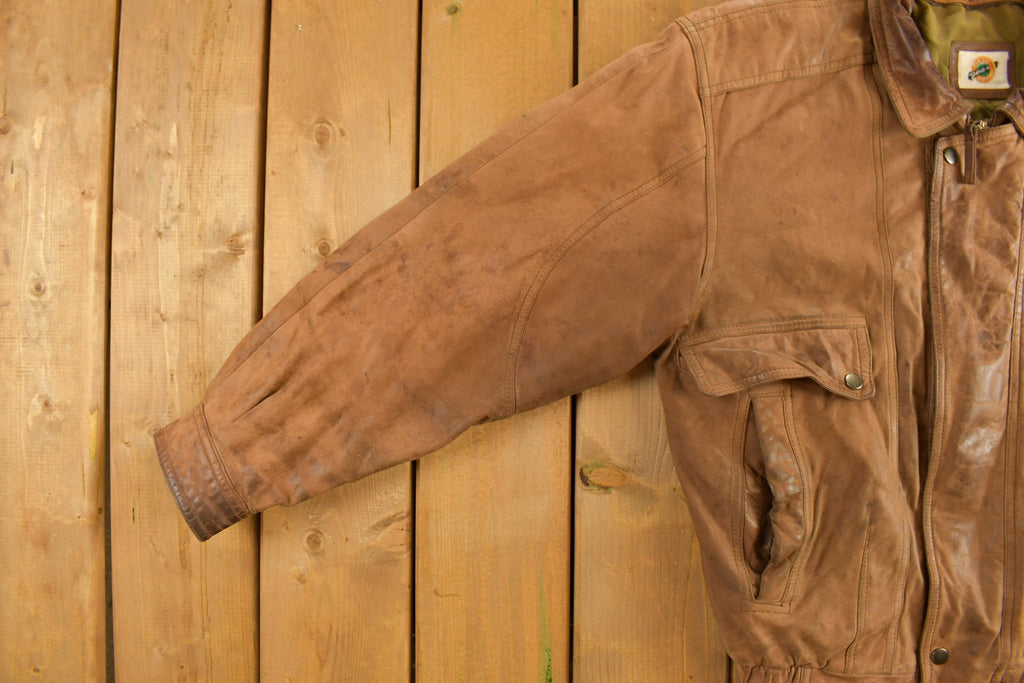 Vintage 1980s Field Gear Brown Leather Jacket