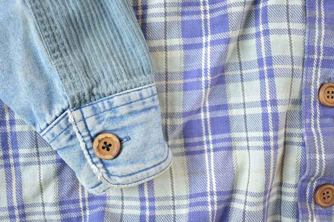 Vintage 1990s Arizona Plaid Denim Hoodie Made In USA