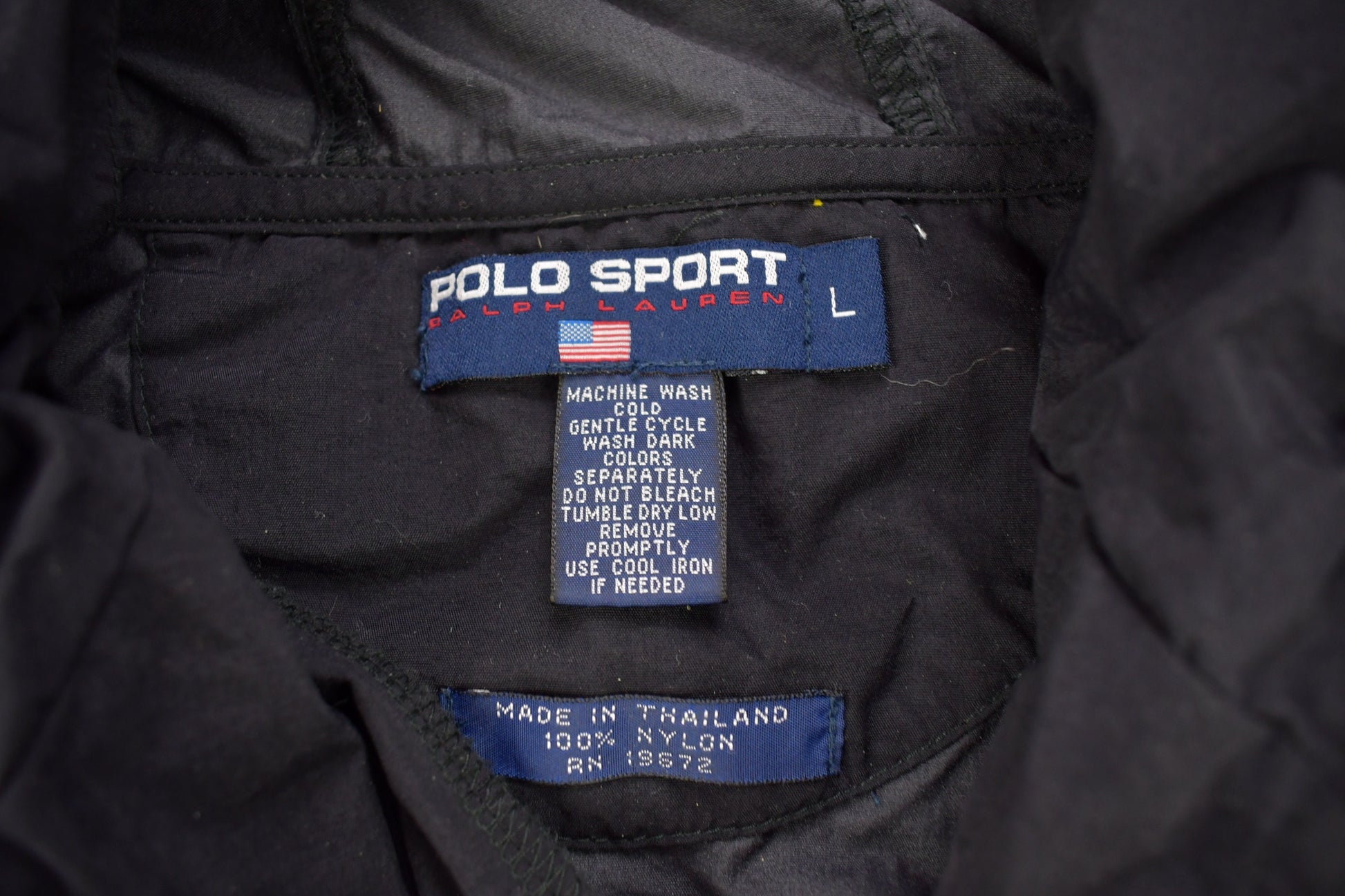 Vintage 1990s Polo Sport Ralph Lauren Black Quarter Zip Windbreaker