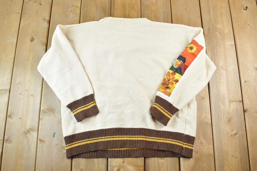 Vintage Y2K Van Gogh Art Knit Crewneck Sweater