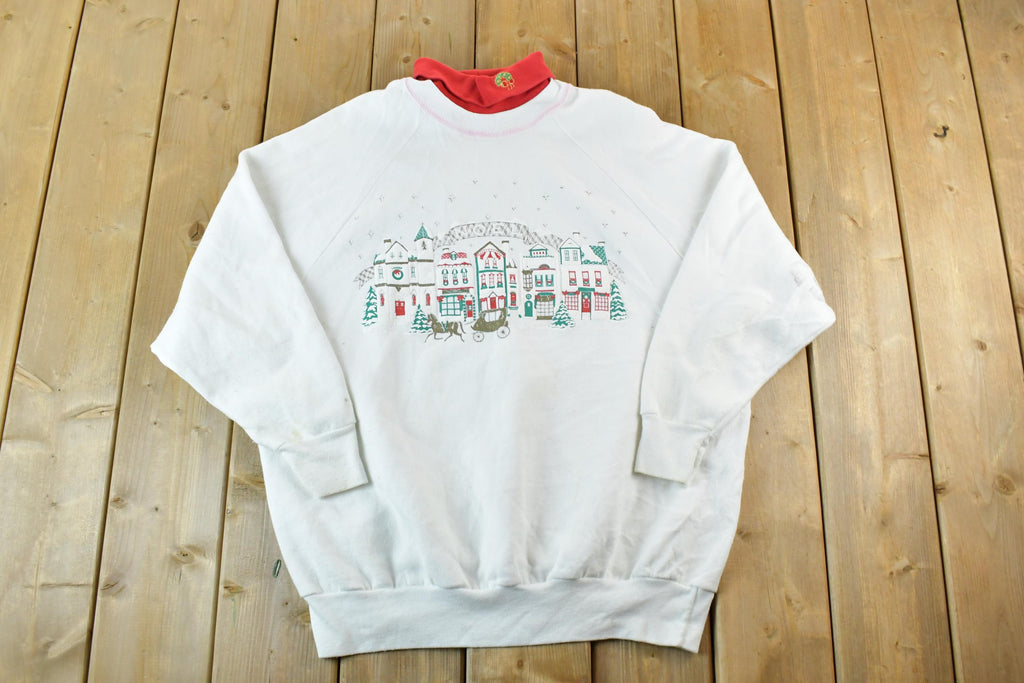 Vintage 1990s Gopher Sport Collared Cute Christmas Crewneck Sweater / 90s Crewneck / Grandma Sweater / Streetwear /