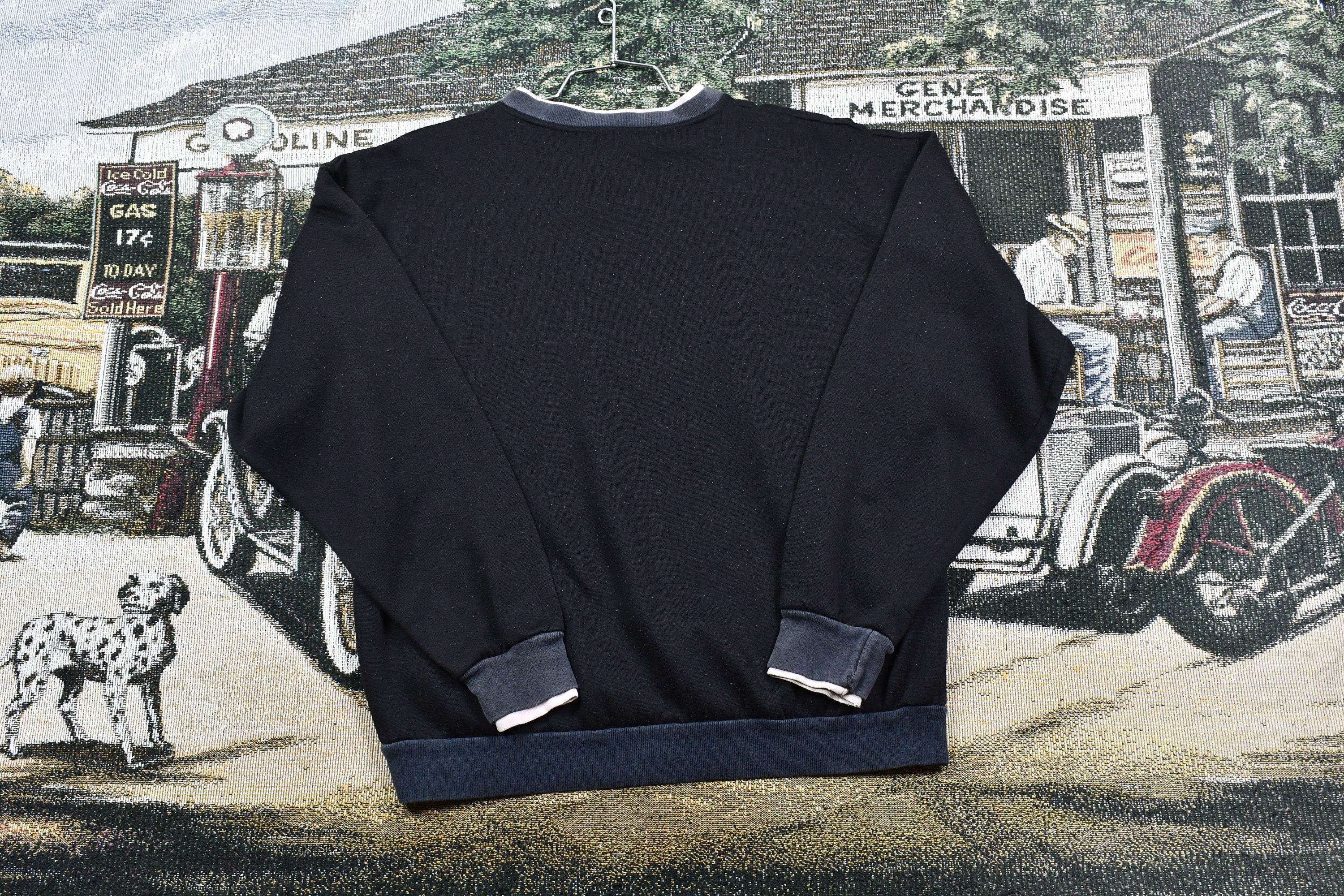 Vintage 1994 Black Cat Double Collar Graphic Crewneck