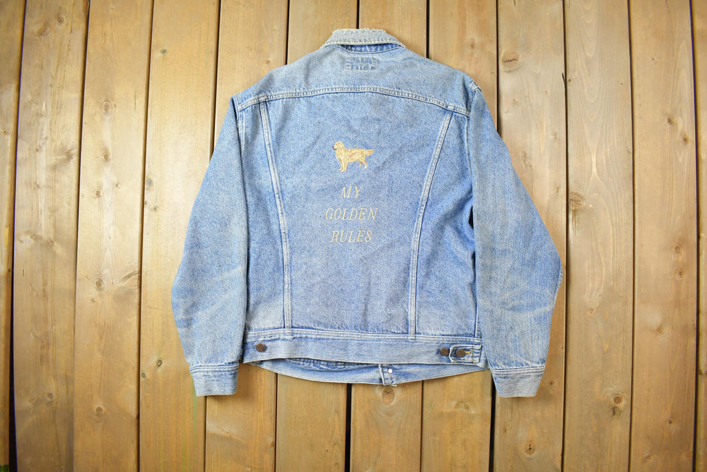 Vintage 1990s Golden Retriever Distressed Lee Jean Jacket