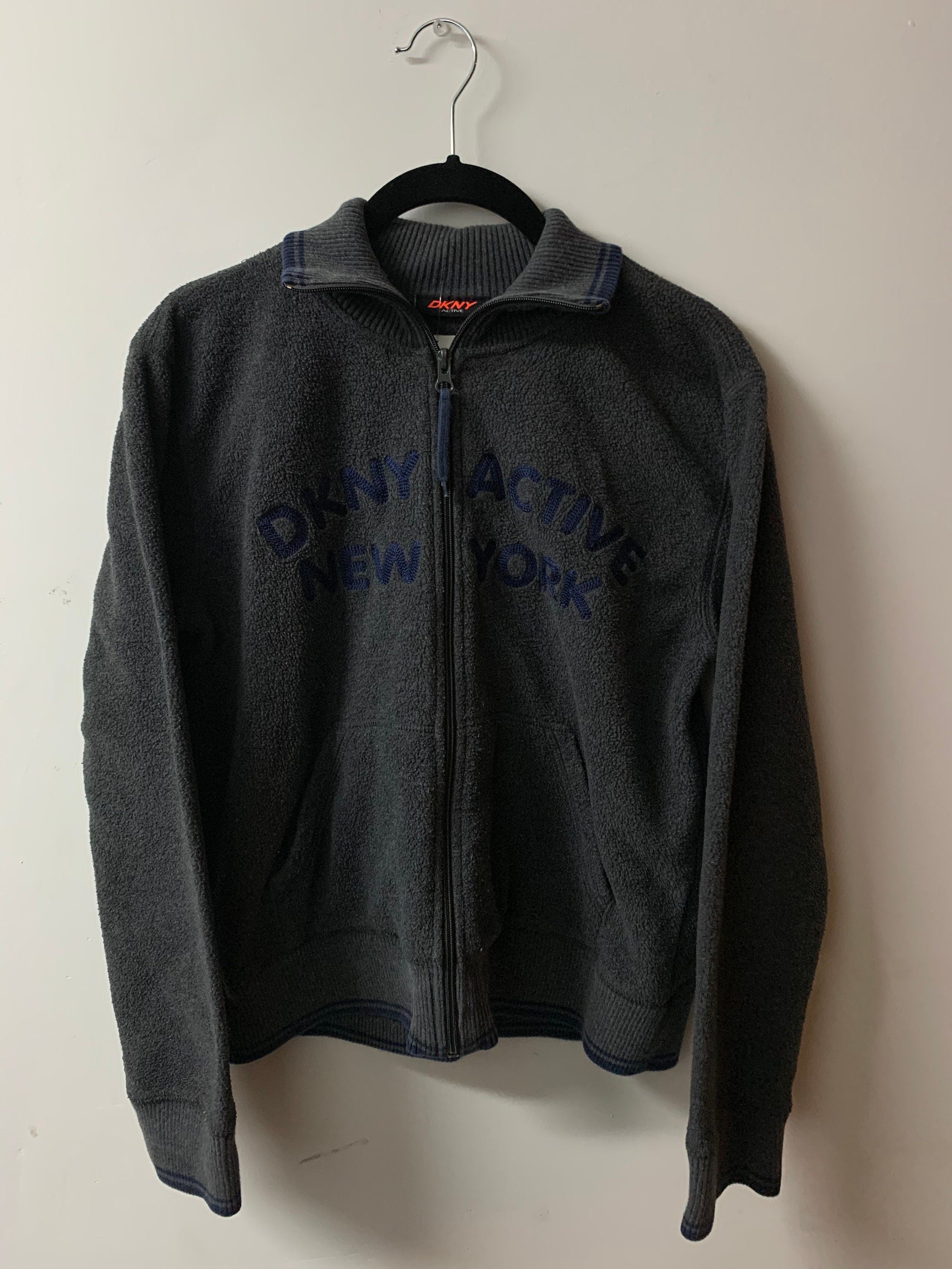 Vintage 1990s DKNY Active Fleece Zip Up Sweater