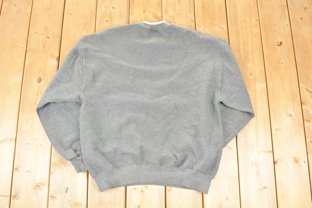 Vintage 1990s Jerzees High Cotton Blank Grey Heavyweight Crewneck Sweatshirt Men's L