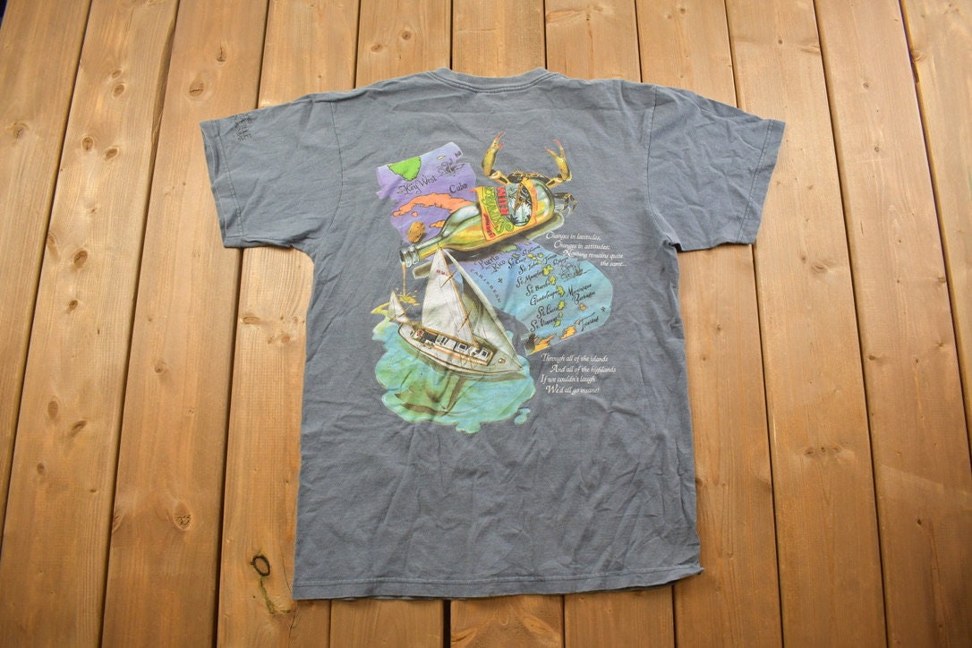 Vintage 1990s Caribbean Soul Traveling Pirate Graphic T Shirt