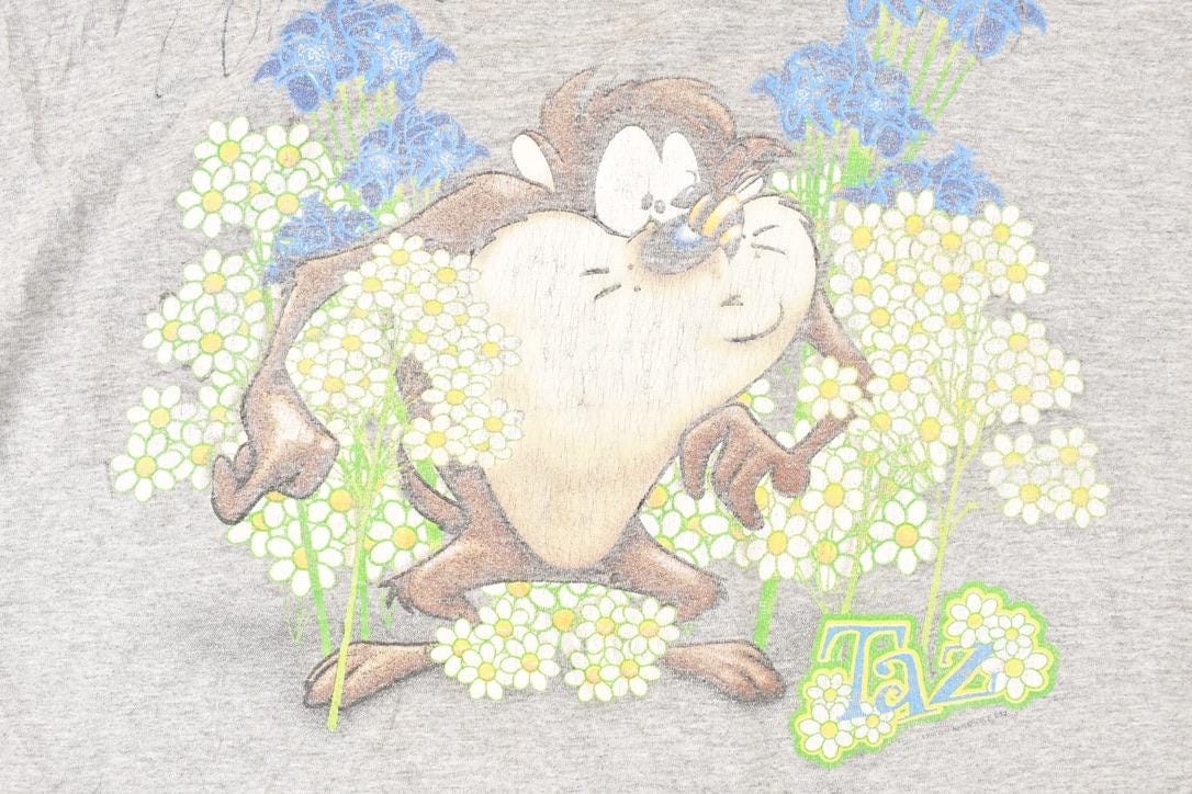 Vintage 1990s Looney Tunes Taz In The Flowers Warner Bros T-Shirt Men's XL