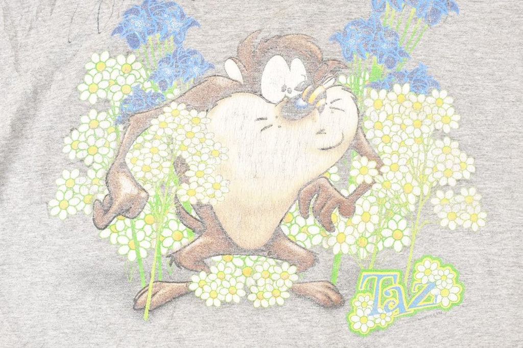 Vintage 1990s Looney Tunes Taz In The Flowers Warner Bros T-Shirt Men's XL / Destination Shirt / 90s Single Stitch Graphic Tee / Made in USA
