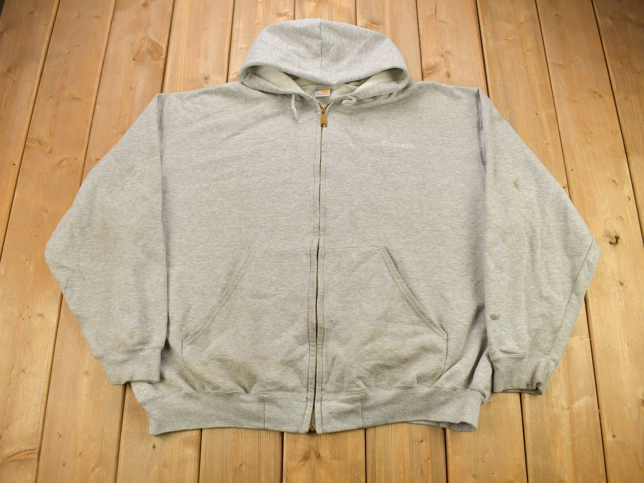 Vintage 1990s Carhartt Grey Zip Up Hoodie