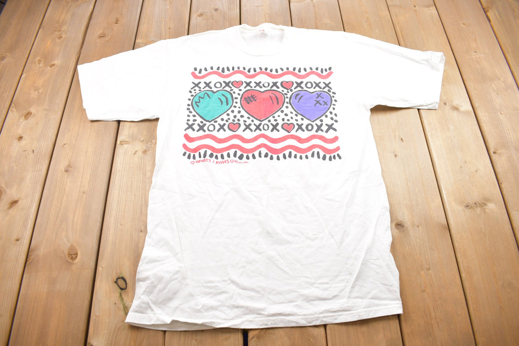Vintage 1990s Hearts XO Graphic T Shirt