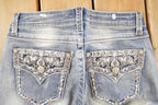 Vintage Deadstock Y2K Grace In LA Bedazzled Low Rise Jeans Women's Size 27 x 32