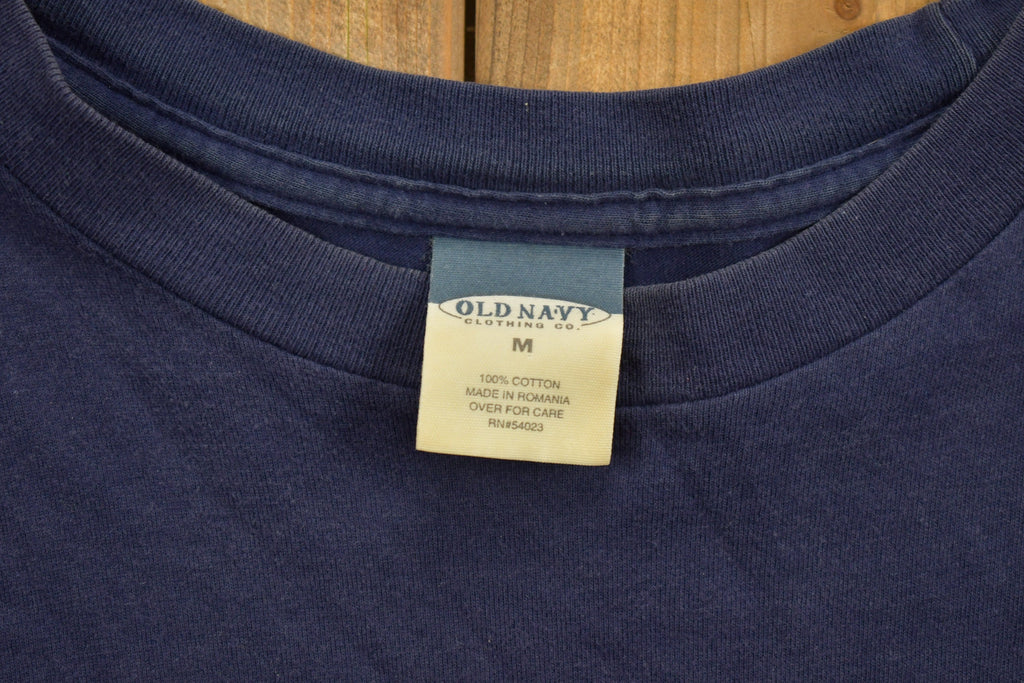 Vintage 1990s Navy Blue Blank Pocket T-Shirt
