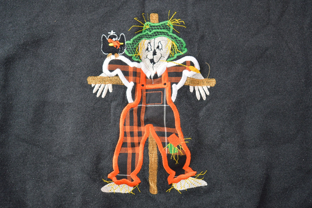Vintage 1990s Scarecrow Embroidered Graphic Crewneck Sweatshirt