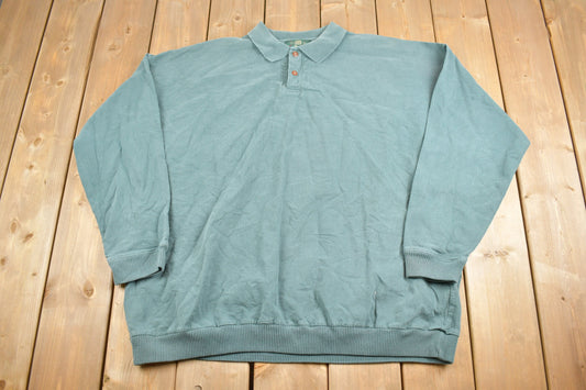 Vintage 1980s Orvis Polo Sweatshirt / Collared Crewneck Sweater / 80s Pullover Sweatshirt / Green