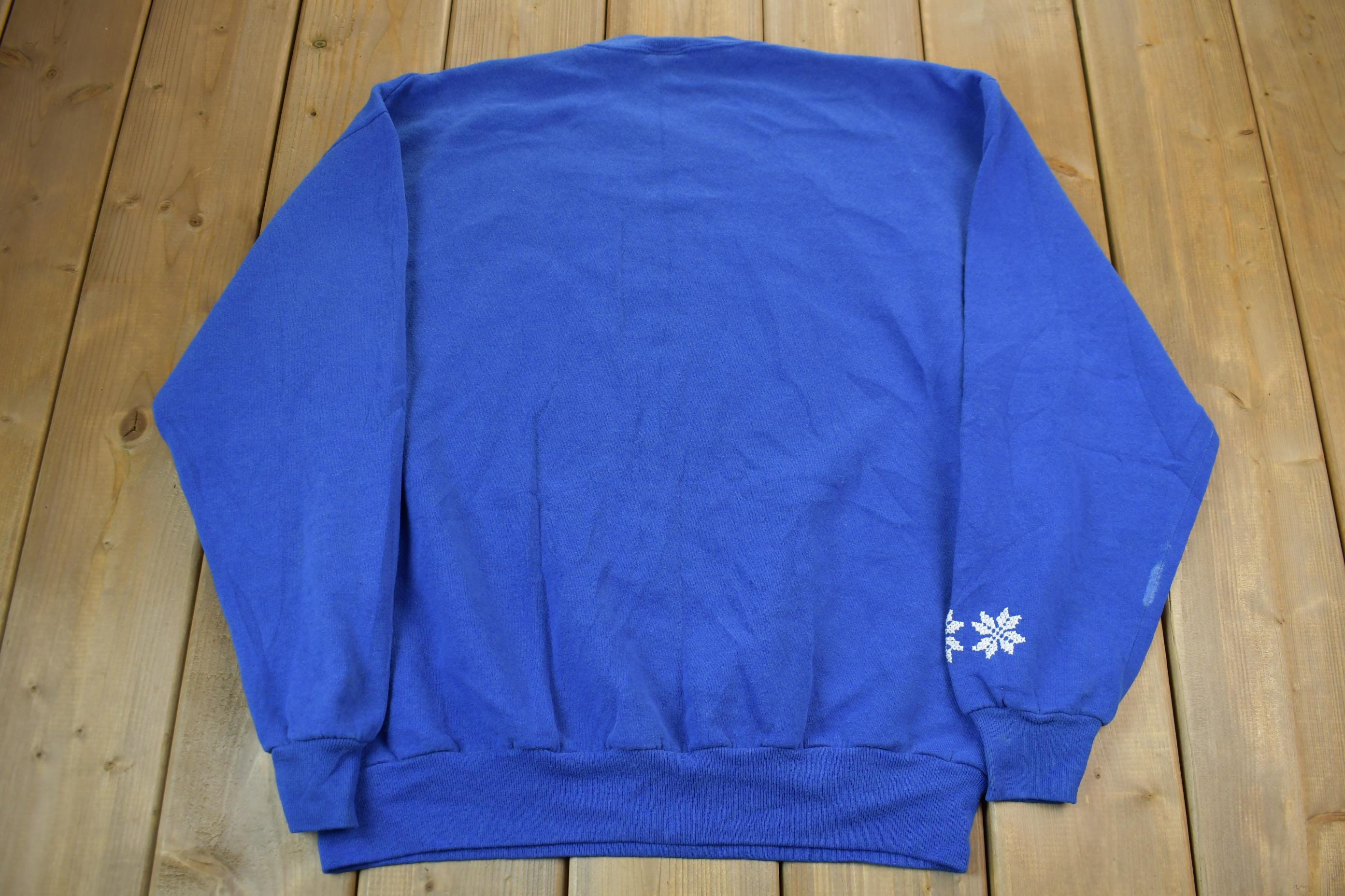Vintage 1990s Jerzees Holiday Crewneck Sweater Made In USA