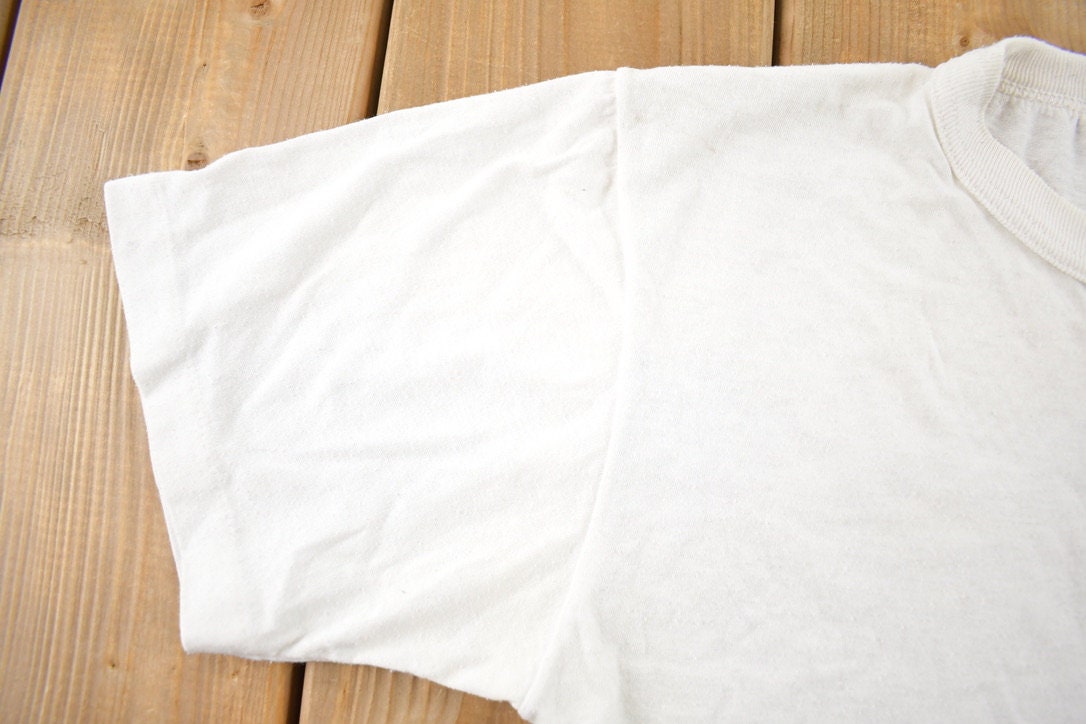 Vintage 1970s Rough Plain White T-Shirt