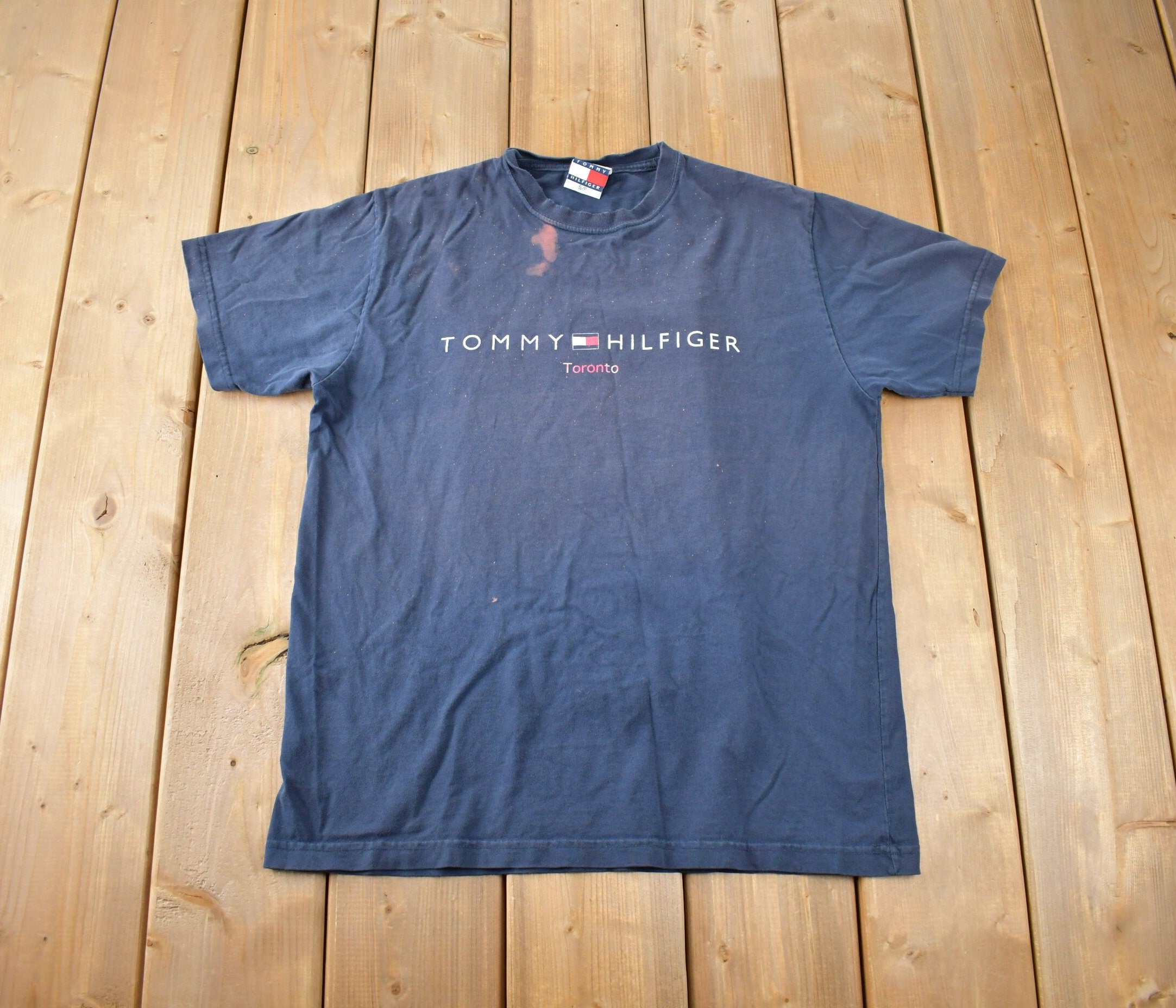 Vintage 1990s Distressed Tommy Hilfiger Toronto T-Shirt Size S