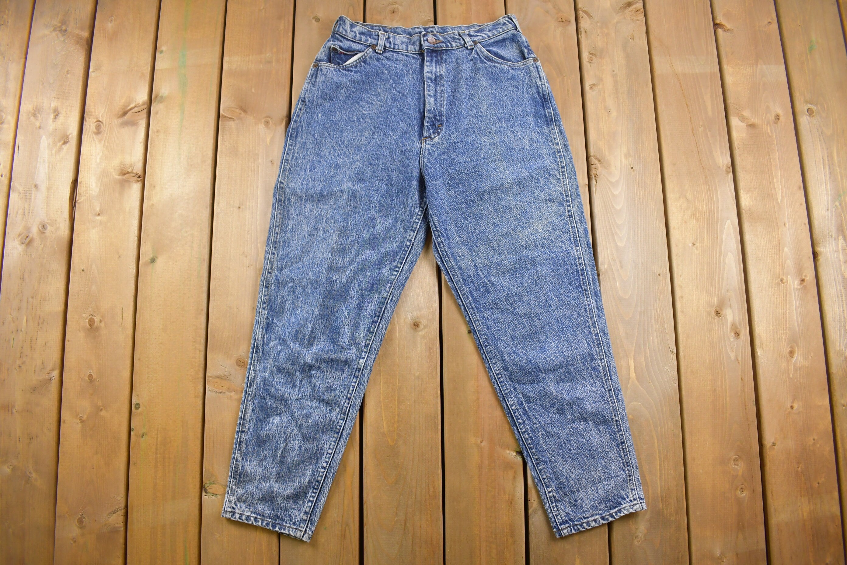 Vintage 1990s Lee Acid Wash Blue Denim Jeans Size 27 x 26 / Vintage Denim / Vintage Lee / Made In USA / Retro Jeans / Petite Jeans