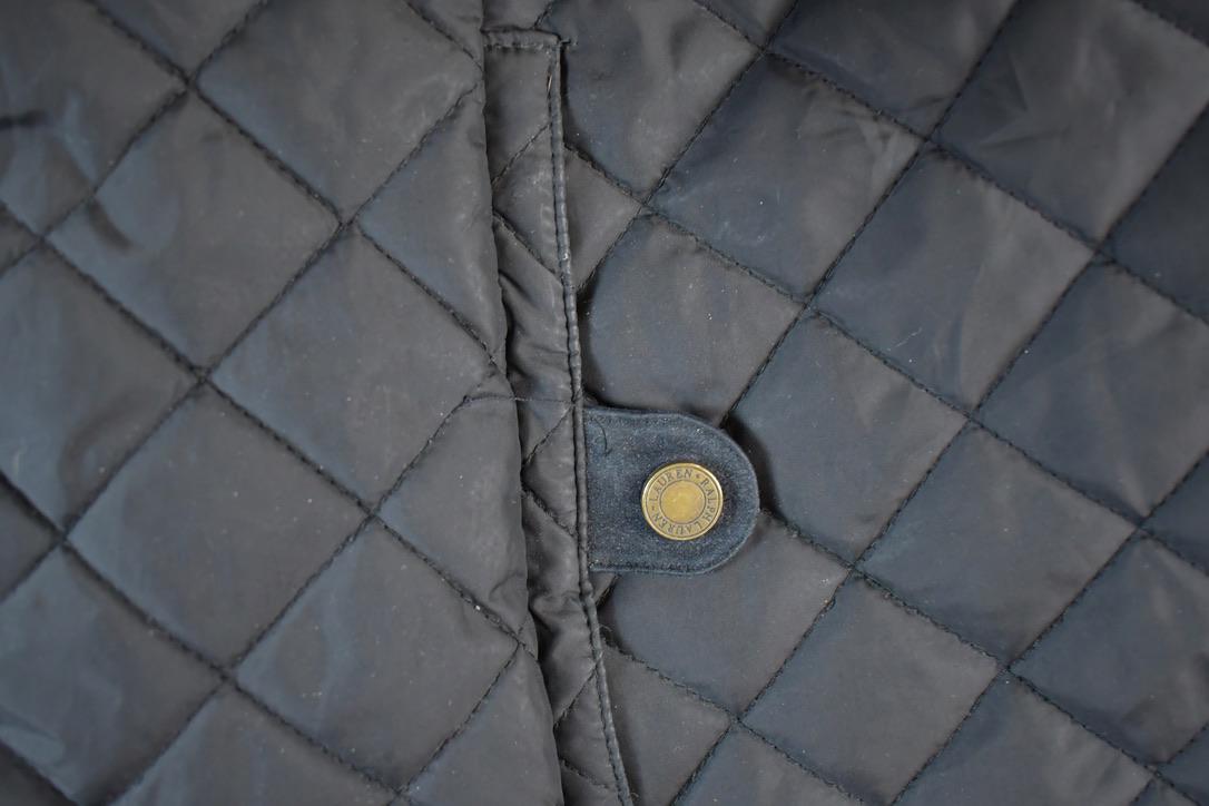 Vintage 1990s Lauren By Ralph Lauren Light Pleated Hooded Zip Up Abstract Lined Jacket