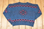 Vintage 1990s Todays News Abstract Knit Crewneck Sweater Men's L