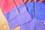 Vintage 1990s Norma Creighton Abstract Hand Knit Cardigan Sweater Women's L