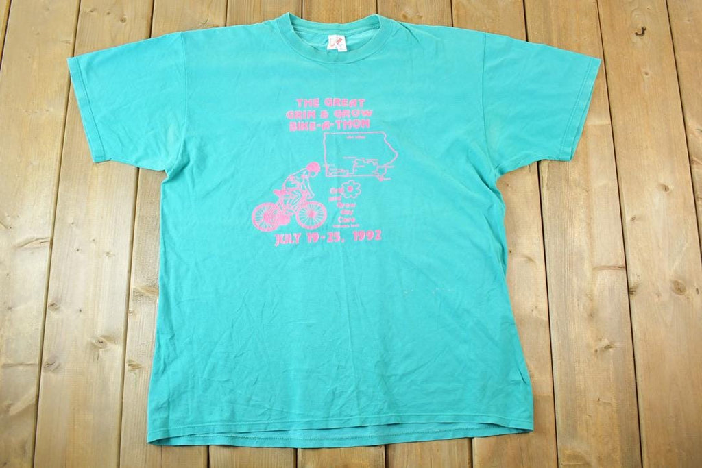 Vintage 1992 Summer Tour Bike A Thon Souvenir T-Shirt Mens XL
