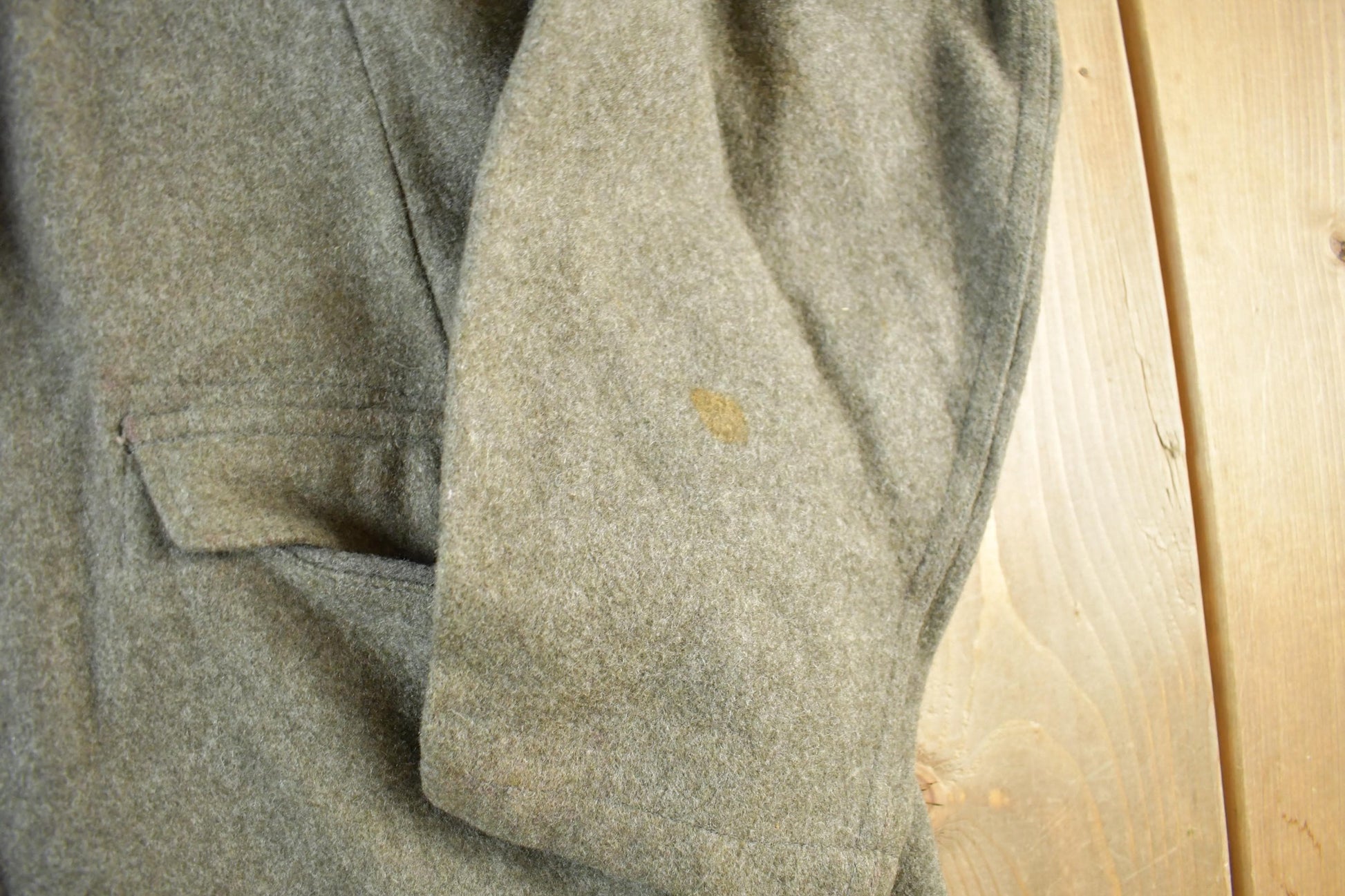 Vintage 1940s WW2 Era European Military Wool Collared Army Jacket Men's Large