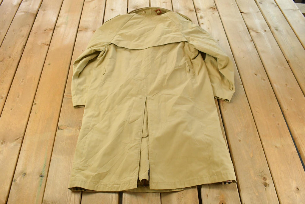 Vintage 1980s Plaid Lined Trench Coat Men's 40R /