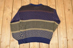 Vintage 1990s Saturdays Abstract Striped Knit Crewneck Sweater Men's M