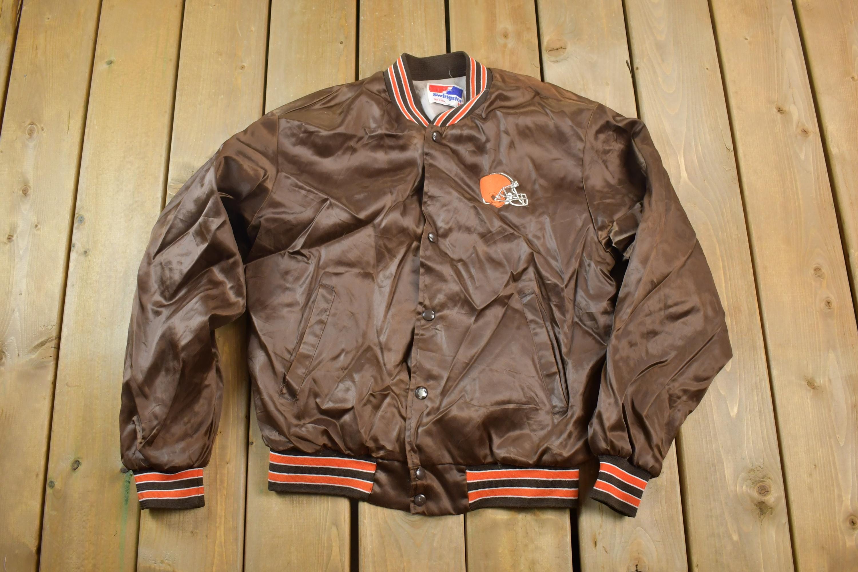 Vintage 1990s Chicago Bears Satin Button Up NFL Football Swingster Jacket