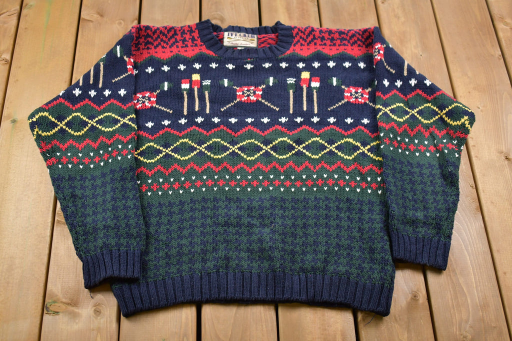 Vintage 1990s Ivy Crew All Over Print Knitted Sweater