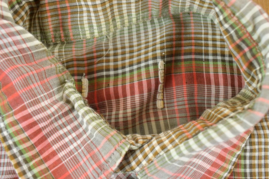 Vintage 1980s Red Plaid Western Button Up Shirt