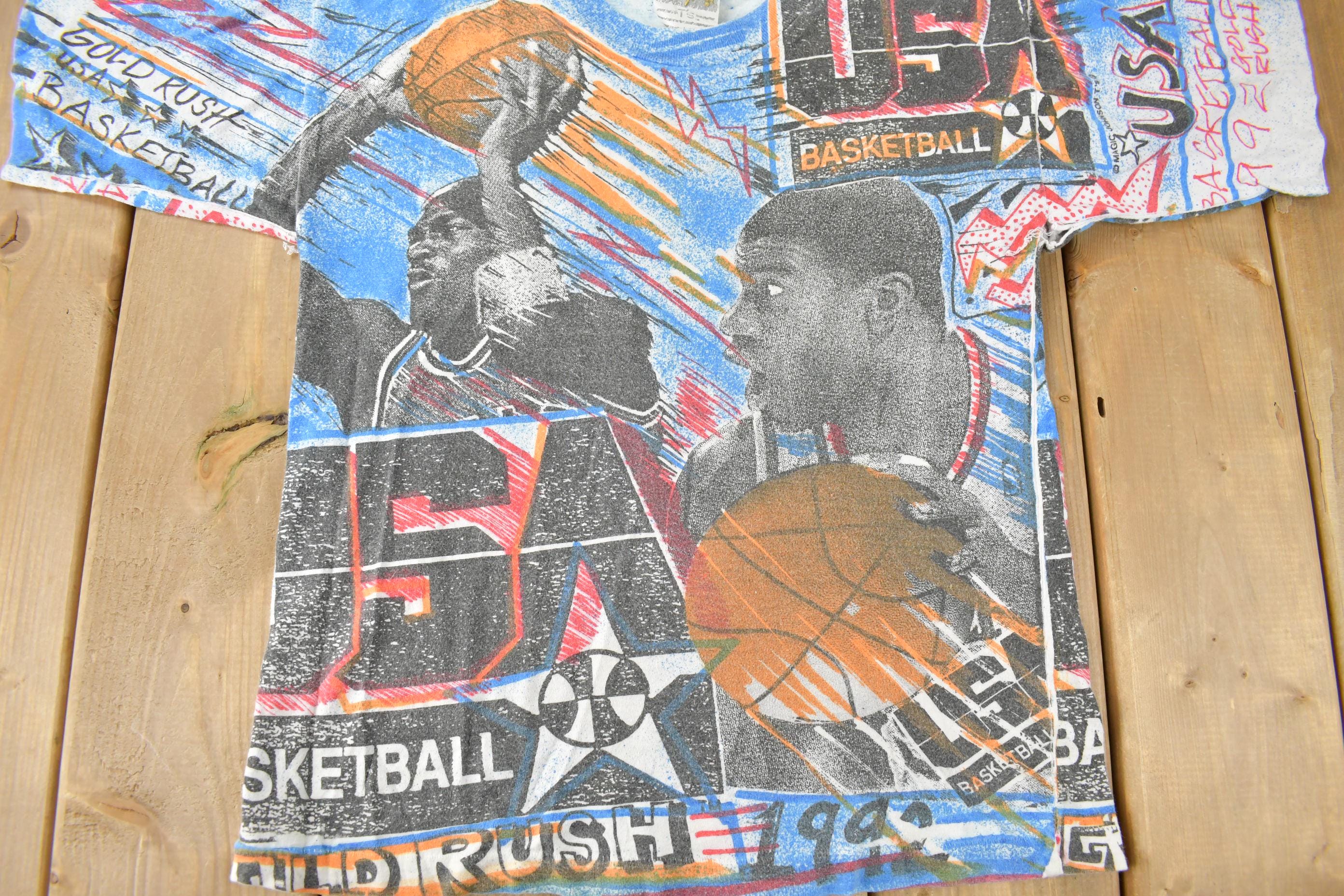 Vintage 1990s Team USA Basketball All Over Print T-Shirt