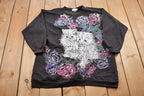 Vintage 1990s Tee Dee's Kittens and Flowers Themed Crewneck Sweater