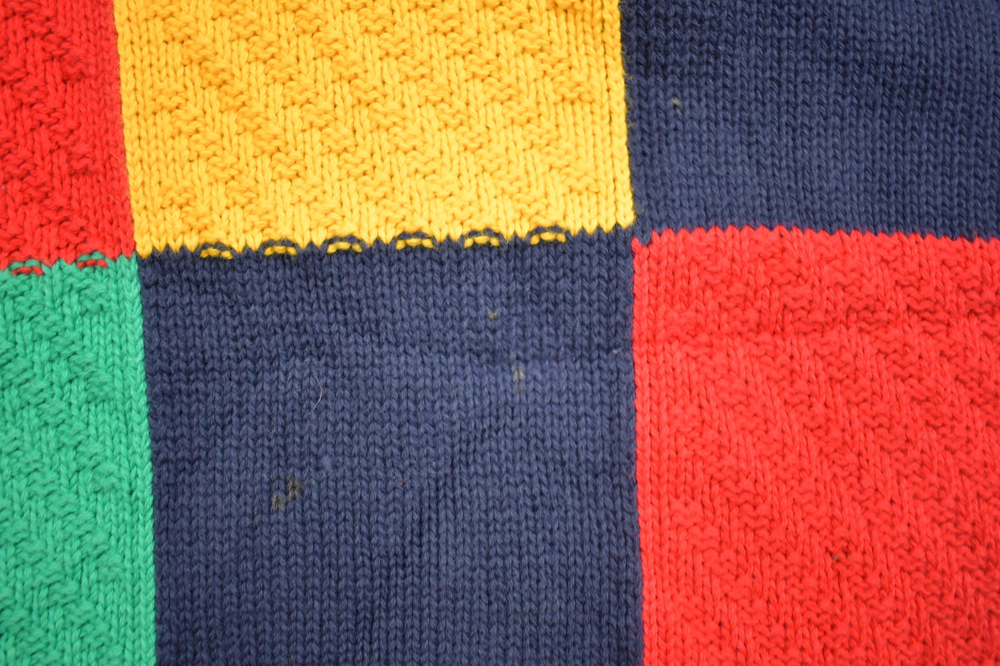 Vintage 1990s Abstract Color Block Knitted Sweater / Vintage 90s Crewneck / Pattern Sweater / Outdoor / Hand Knit / Pullover Sweatshirt