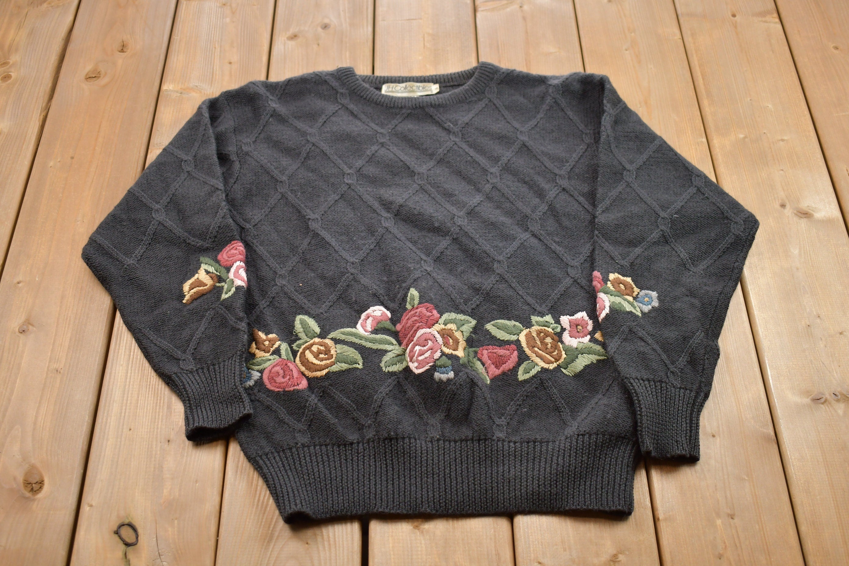 Vintage 1990s JH Collectibles Wool Knitted Crewneck Sweater