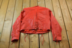 Vintage 1980s Womens Leather Braid Stud Biker Jacket