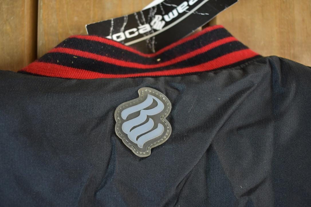 Vintage 1990s Deadstock Rocawear Embroidered Snap Button Hip Hop Satin Jacket Made In USA