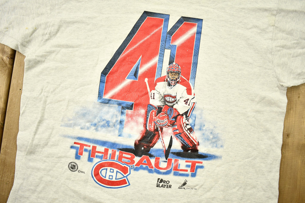 Vintage 1996 Montreal Canadiens Thibault Goalie Pro Player T-Shirt