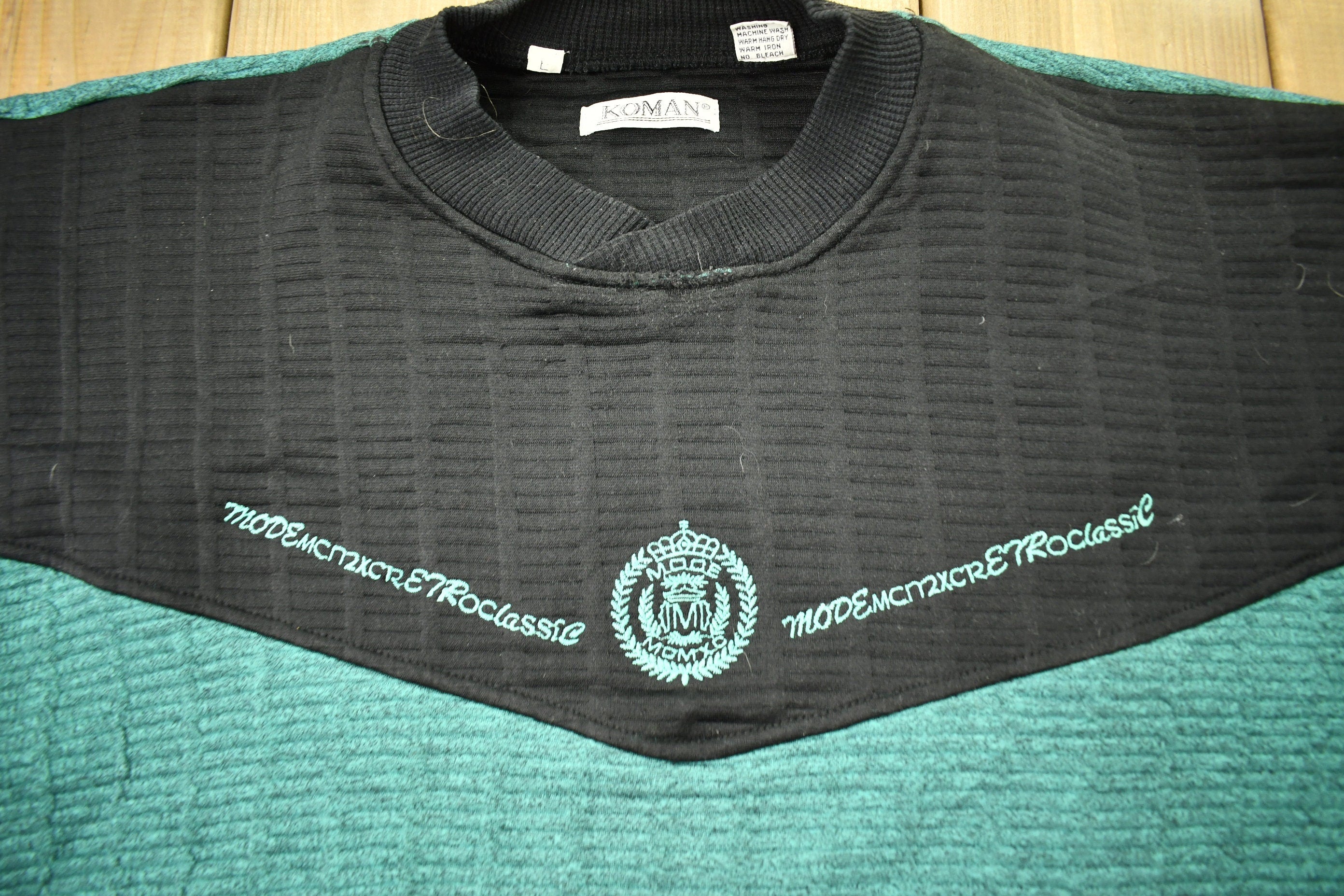 Vintage 1990s Koman Color Block Textured Sweatshirt