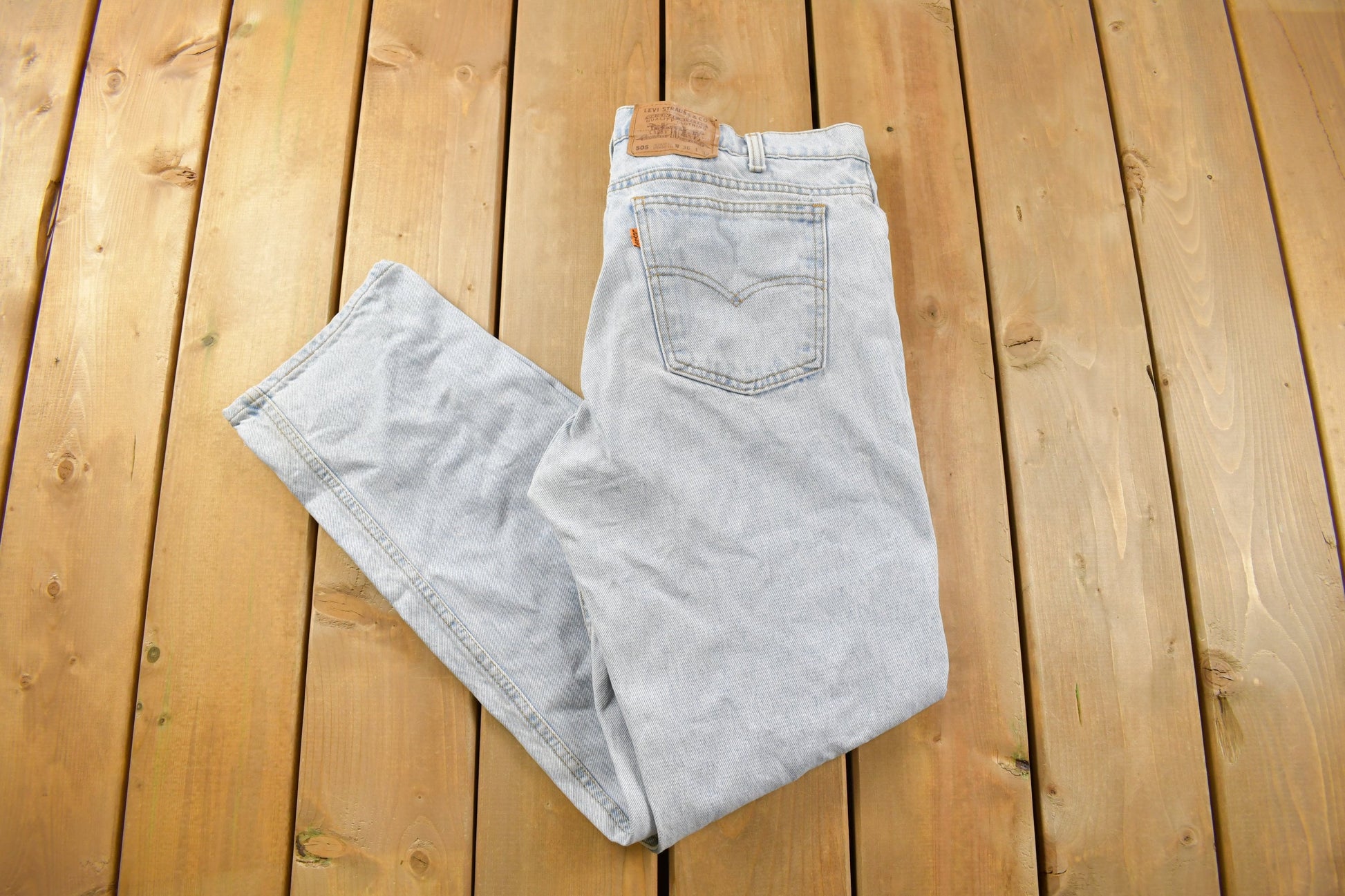 Vintage 1980s Levi's 505 Orange Tab Light Wash Jeans Size 36 x 30