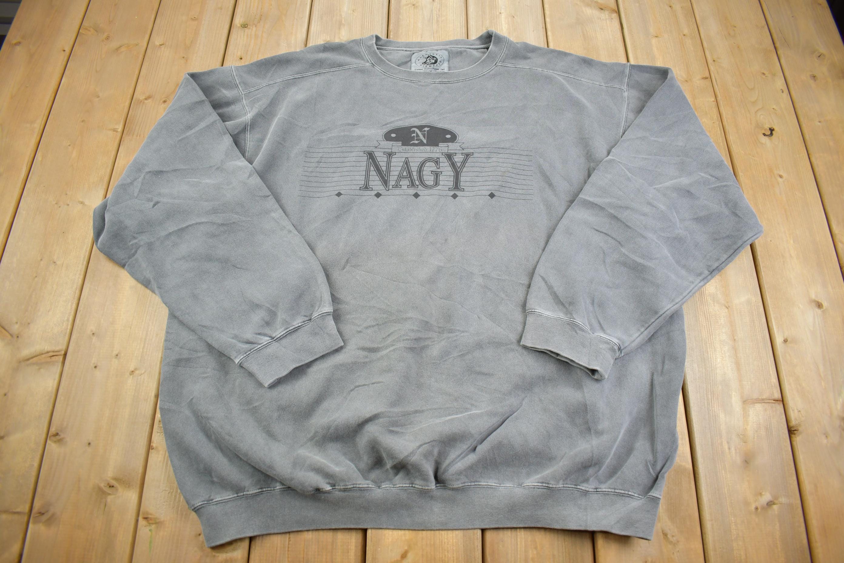 Vintage 1990s Nagy Faded Grey Crewneck Sweatshirt XXL