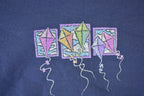 Vintage 1990s Morning Sun Cute Kite Double Collar Embroidered Crewneck Sweatshirt Women's XL