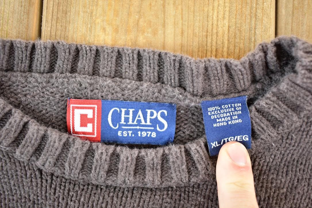 Vintage 1990s Chaps Knit Abstract Pattern Crewneck Sweater Mens M