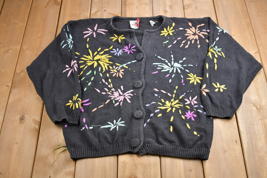 Vintage 1980s Embroidered Knitted Sweater