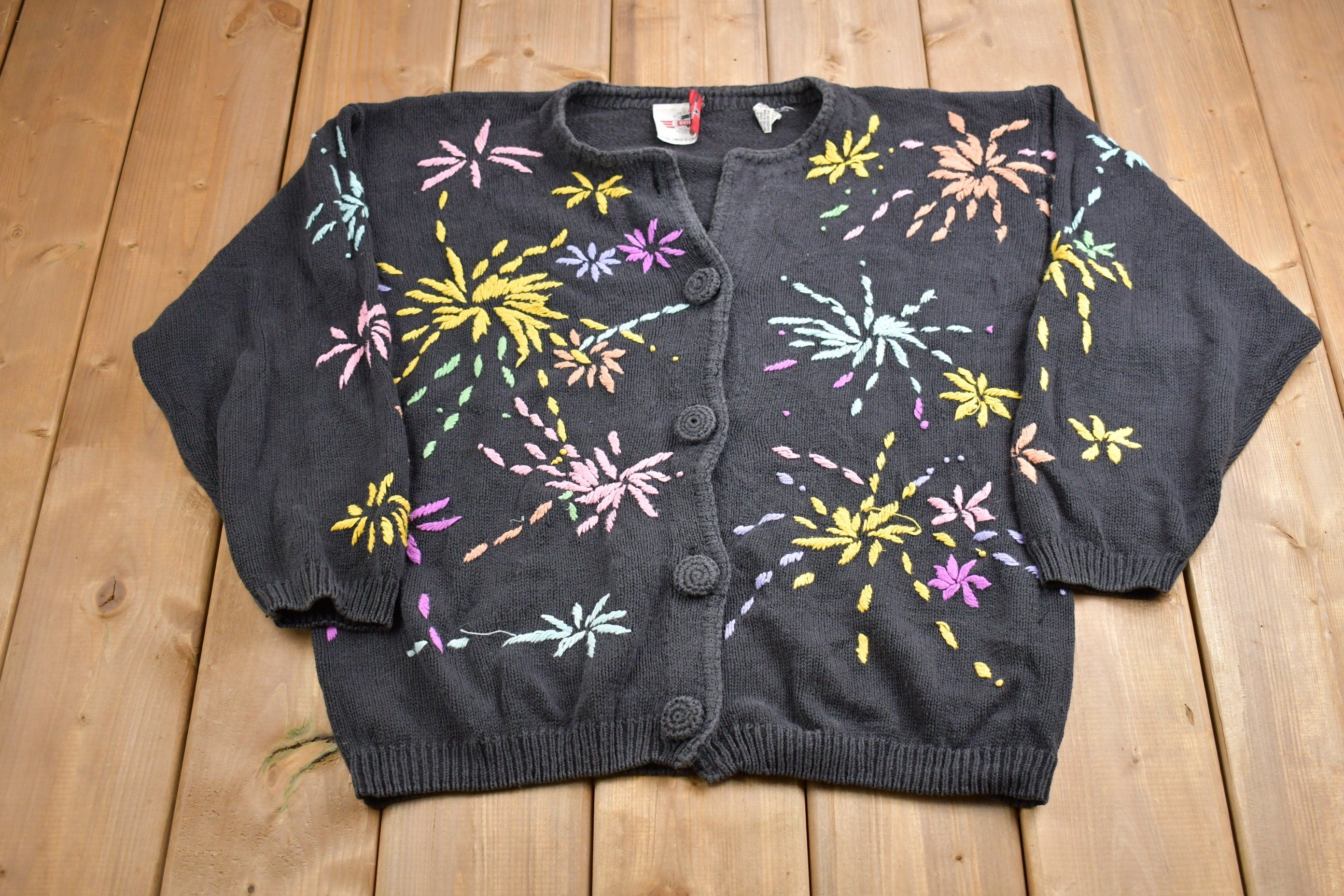 Vintage 1980s Embroidered Knitted Sweater