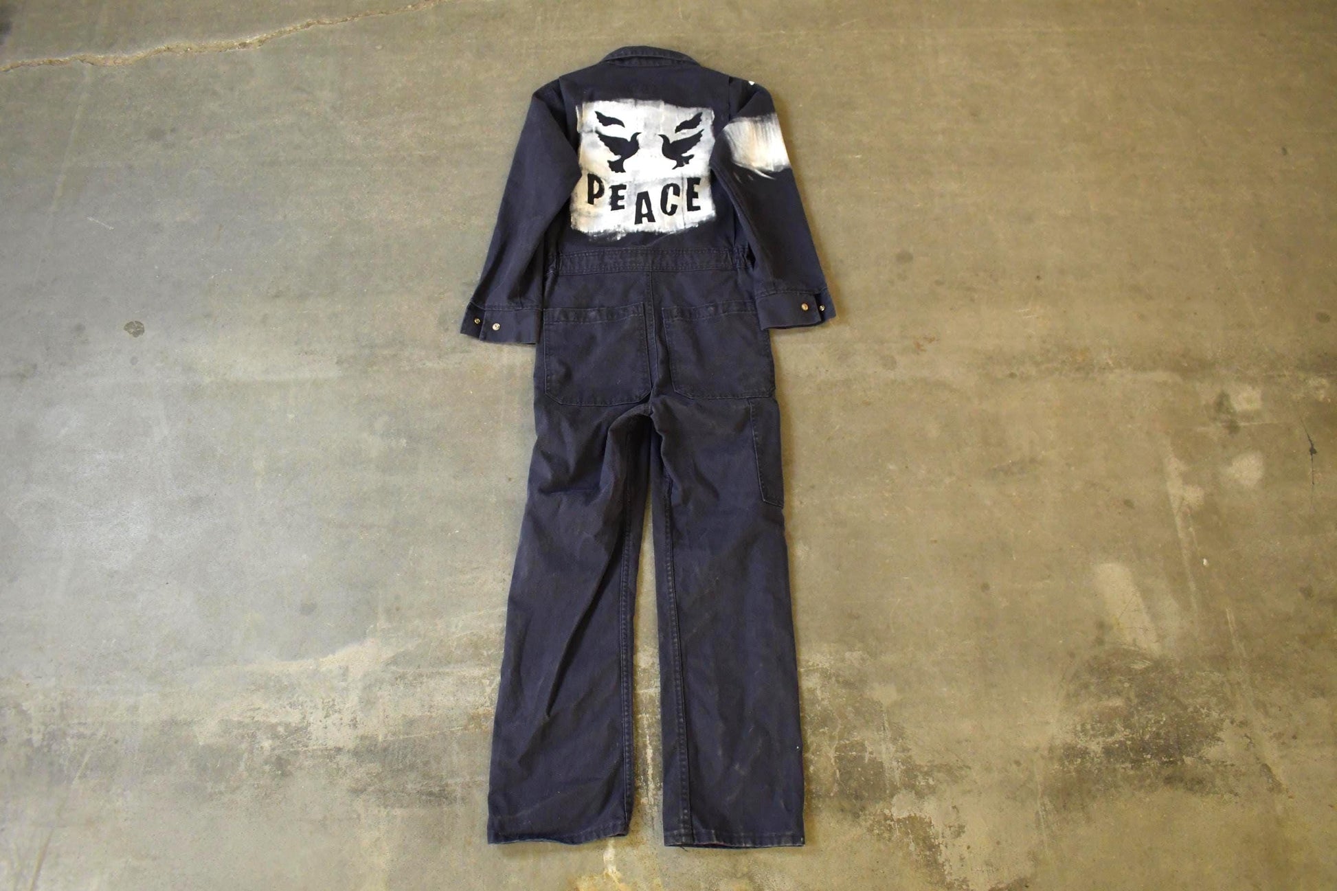 Vintage Custom Handmade Dove Peace Coveralls Jumpsuit Size 28R